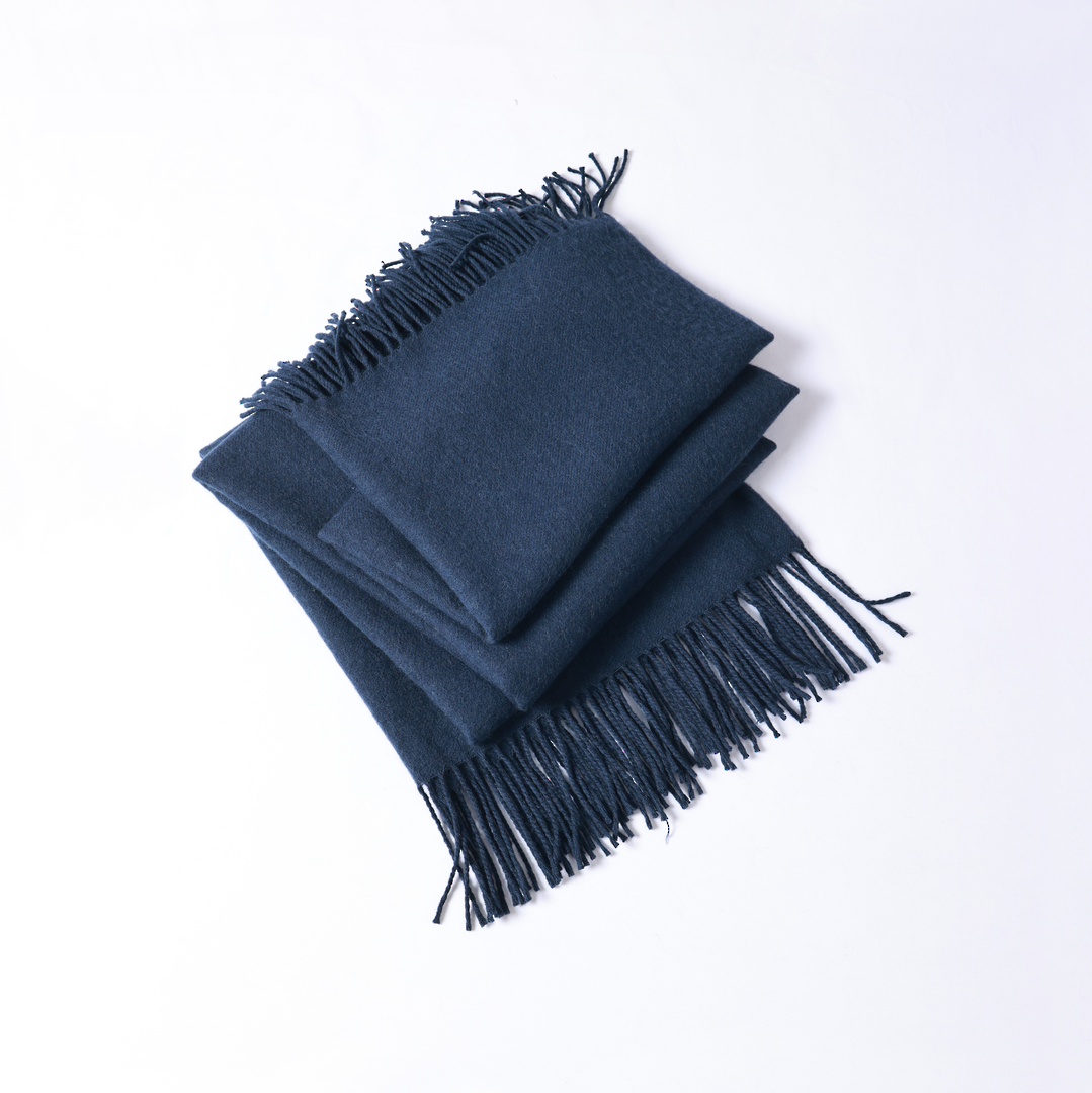 MM Linen Lodge Indigo Lambswool Throws & Cushions  100% Australian Lambswool image 2